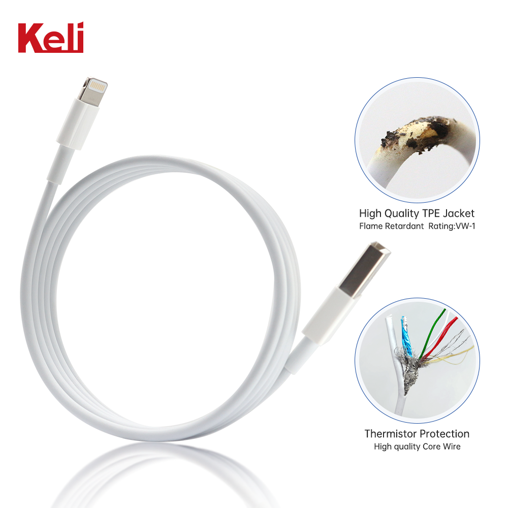 USB A Plug TO Lightning(C189) L=1m ライトグレーTPEケーブル